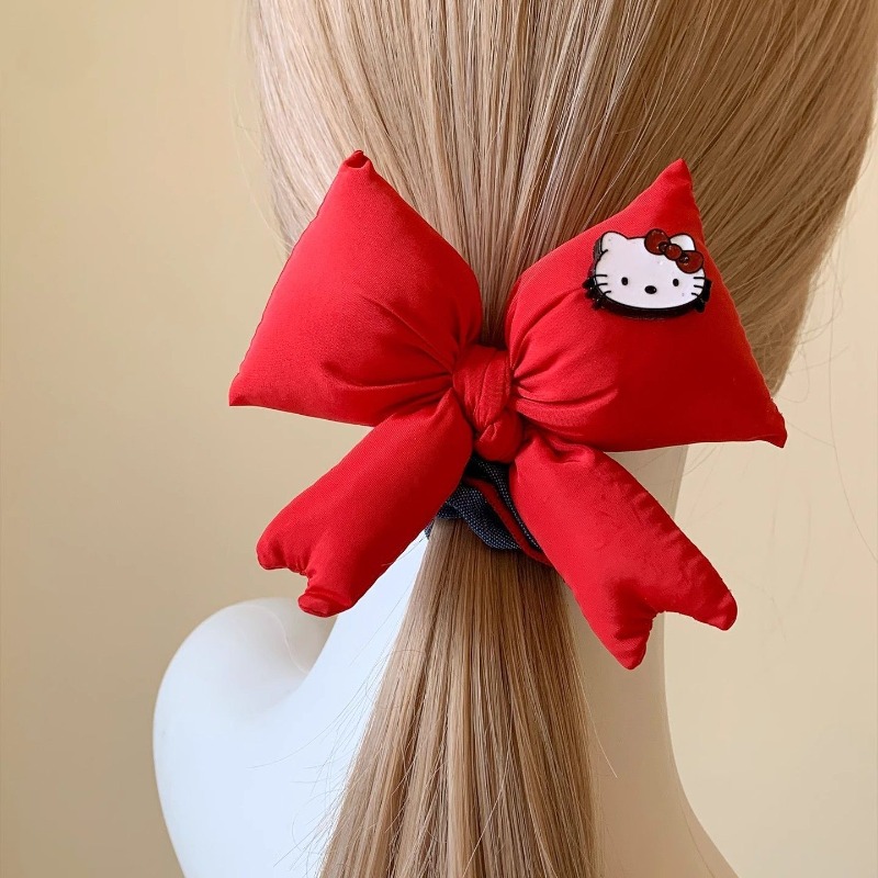 Hair Care Korean - Cincin rambut pita Hello kitty merah